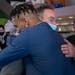 Byron Buxton hugged Paul Molitor, his first Twins manager, after a press conference Wednesday at Target Field.