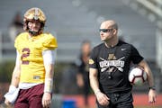 The next offensive coordinator for Gophers coach P.J. Fleck, right, should be tasked with finding a better run/pass balance and diagramming pass conce
