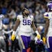 Minnesota Vikings defensive tackle Armon Watts (96) walked off the field after Sunday’s 29-27 loss.