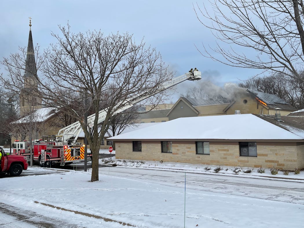 Fire broke out Wednesday afternoon in the roof of Grove United Methodist Church  in Woodbury.