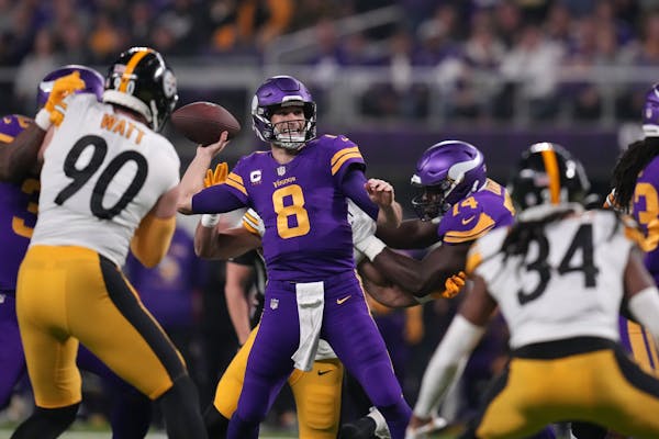 Vikings quarterback Kirk Cousins threw two interceptions Thursday night, but he also threw a 62-yard TD when the team needed it most. 