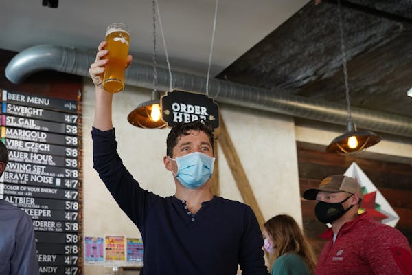Minneapolis Mayor Jacob Frey visited Lakes & Legends Brewing Company, in Minneapolis on Saturday. Frey raised a glass of 5-Weight Cream Ale after toas