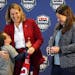 Cheryl Reeve shared the stage with wife Carley Knox and son Oliver on Wednesday as Reeve was introduced as the next women’s head coach of USA Basket