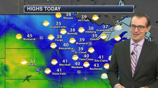 Morning forecast: Quiet and mild, high 40; wild Wednesday ahead