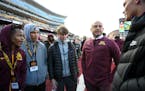 Gophers football coach P.J. Fleck met with recruits before the Nov. 27 game against Wisconsin. On Wednesday, incoming freshmen began signing their nat