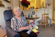 Beverly “Bee” Bush of Champlin made a special patchwork bear for her late husband; he died in September holding Patches.