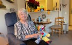 Beverly “Bee” Bush of Champlin made a special patchwork bear for her late husband; he died in September holding Patches.