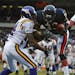 Charles Tillman pulls the ball away from Randy Moss in the end zone for an interception with under a minute left to play in the 4th quarter in 2003. T
