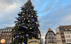 The tallest decorated Christmas tree in Europe is set up on the Place Kleber in Strasbourg. 