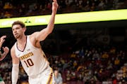 Minnesota’s Jamison Battle makes a shot in the first half Wednesday, Dec. 22, 2021 at Williams Arena in Minneapolis, Minn. 