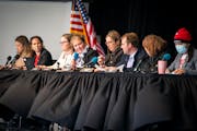Council President Amy Brendmoen, center, spoke during a St. Paul City Council meeting at Como Lakeside Pavilion in October.