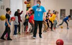 Substitute teacher Craig Nilles led a physical education class at Woodland Elementary School on Oct. 26 in Eagan. Minnesota school districts are tacki