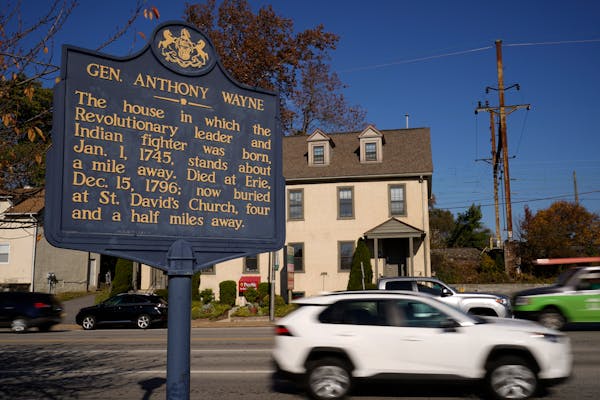 A Pennsylvania Historical Marker for Revolutionary War Gen. Anthony Wayne in Paoli, Pennsylvania, last month. 