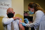 Gov. Tim Walz received his annual flu shot at the United Family Medicine clinic in St. Paul on Oct. 5.