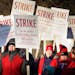St. Paul teachers picket outside Adams Spanish Immersion Elementary School at the start of what would be a three-day strike in March 2020. Members of 