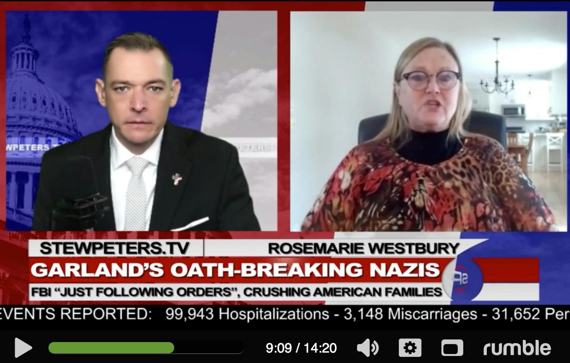 After interviews with far-right media personalities such as Stew Peters, Rosemarie Westbury's crowd-funding page saw surges in donations. She has described the U.S. government as a “domestic threat.”