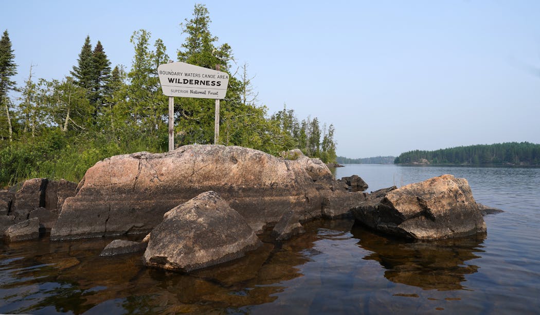 A sign in Seagull Lake marked an entrance to The Boundary Waters Canoe Area Wilderness. ] ANTHONY SOUFFLE • anthony.souffle@startribune.com