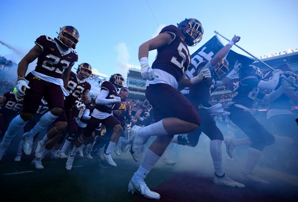 The Gophers took the field before the 2021 regular-season finale vs. Wisconsin.