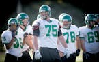 Edina tackle Quinn Carroll (75) was the top-ranked recruit in Minnesota in the Class of 2019, according to the 247Sports recruiting website. He announ