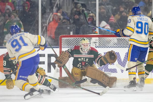 Kaapo Kahkonen played goal for the Wild in the third period at Saturday’s Winter Classic after Cam Talbot was injured.