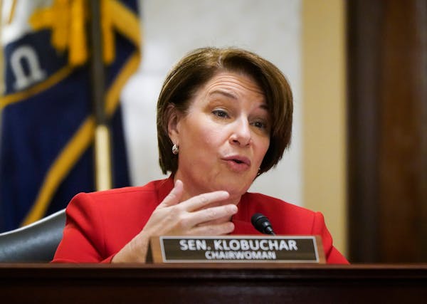 Senate Rules and Administration Committee Chair Sen. Amy Klobuchar, D-Minn., delivers an opening statement as U.S. Capitol Police Chief Tom Manger tes
