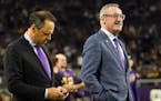 Mark Wilf, left, and Zygi Wilf, co-owners of the Vikings, watched warm-ups from the sidelines before their team played the Steelers on Dec. 9.
