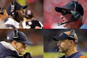Over the past decade, the Bears have burned through four coaches without much success: Lovie Smith (top left), followed by Marc Trestman (bottom left)