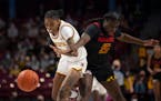 Gophers guard Deja Winters (3) chased down a ball she stripped away from Maryland guard Ashley Owusu (15) in the first quarter of Sunday’s 87-73 los