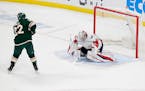 Kevin Fiala of the Wild scored a shootout goal against Washington’s Zach Fucale on Saturday night.