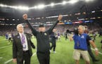 Vikings coach Mike Zimmer raised his arms in triumph after his team beat the New Orleans Saints on Sunday in the NFC divisional playoff game. Before t
