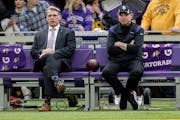 Minnesota Vikings general manager Rick Spielman and head coach Mike Zimmer sat on the team bench before the Dec. 26 game against the Los Angeles Rams.