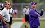 Minnesota Vikings general manager Rick Spielman and head coach Mike Zimmer watched the afternoon practice.       ] CARLOS GONZALEZ  cgonzalez@startrib