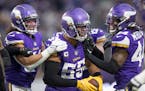 Vikings linebacker Anthony Barr (55) after one of this two interceptions against the Rams on Dec. 26. 
