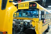 Minneapolis Public Schools’ mechanics performed preventative maintenance on buses before the start of the 2021-22 school year.