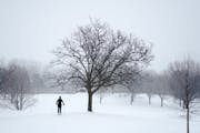 A cross-country skier embraced a fresh coating of snow and solitude in the city despite the gusty winds and below zero wind chill on Jan. 5, 2022 at t
