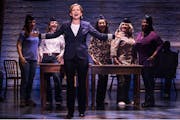 The touring cast of “Come From Away” includes Moorhead native Becky Gulsvig in front.