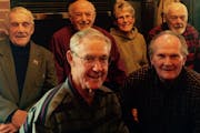 A gathering of longtime friends, pre-pandemic. In back row, from left, Bob Lessard, Norb Berg, Pat Smith, Bud Grant. Front row from left, Dick Hanouse