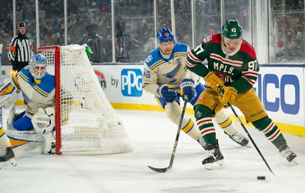 Kirill Kaprizov of the Wild skated behind the net during the Winter Classic on New Year’s Day.