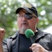 FILE - Stewart Rhodes, founder of the citizen militia group known as the Oath Keepers speaks during a rally outside the White House in Washington, on 