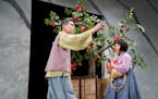 Albert Park plays Father and Olivia Lampert is his daughter Bina in the Lloyd Suh play, “Bina’s Six Apples,” at Children’s Theatre Company.