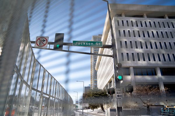 A fence was placed around the perimeter of the Warren E. Burger Federal Building and U.S. Courthouse in St. Paul. 
