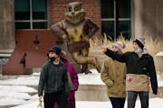 Students walked by a sculpture of Goldy Gopher on the plaza outside Coffman Memorial Union on Monday at the University of Minnesota.