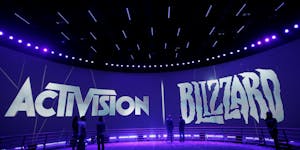 FILE - The Activision Blizzard Booth is shown on June 13, 2013 the during the Electronic Entertainment Expo in Los Angeles. Microsoft is buying Activi