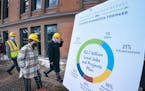 Gov. Tim Walz and Lt. Gov. Peggy Flanagan tour a construction project at the University of Minnesota where they announced their $2.7 billion plan to b
