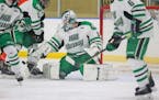 Hill-Murray goalie Nick Erickson makes a save in a recent game vs. Grand Rapids