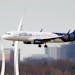 A JetBlue passenger flight passed the Air Force Memorial as it prepared to land at Reagan Washington National Airport in Arlington, Va., on Wednesday.