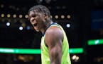 Timberwolves forward Anthony Edwards yells after being ejected during the third quarter of Wednesday’s game in Atlanta.