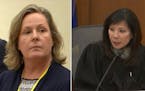 Former Brooklyn Center police officer Kimberly Potter reacted as Hennepin County District Judge Regina Chu read her verdict on Dec. 23 at the Hennepin