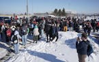 Students at St. Paul Central walk out of school on Jan. 18. Students wanted two weeks of distance learning plus action on nine demands that included s