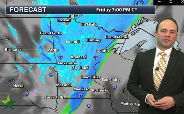 Evening forecast: Low of 12, with light snow at times, from a coating to an inch
